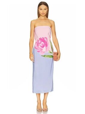 Yumi Kim Nevada Dress Mystic Flower Strapless Midi Sz S MSRP $248 Revolve NWT